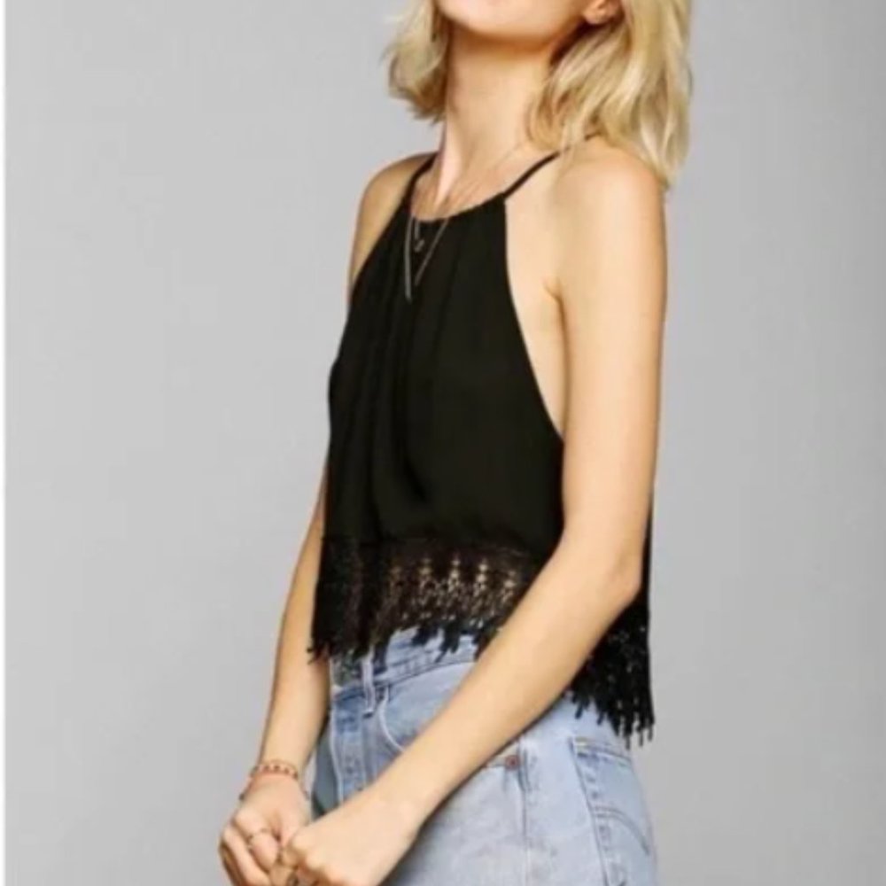 Staring at Stars Black Crochet Halter Crop Top